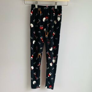 NWT Girls Leggings Black Christmas Santa Cat Design Stretch Comfortable L/XL
